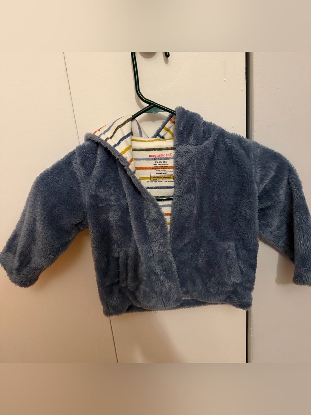 Magnetic Me | Hooded Baby Jacket in Blue and Multi